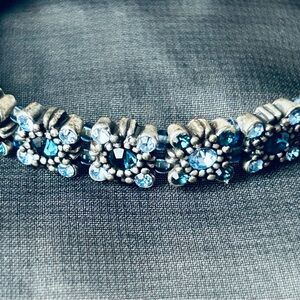 Elegant Silver and Blue Crystal Bracelet